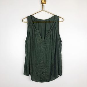 Jennifer Lopez Silky Olive Green Sleeveless Blouse